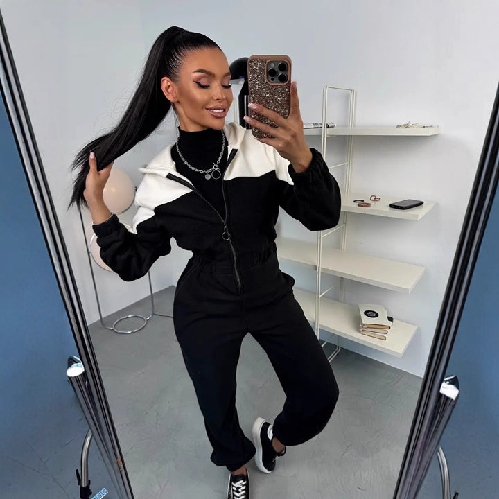 Damen gemütlicher Fleece-Overall mit Kapuze, durchgehendem Reißverschluss und elastischen Bündchen Drune