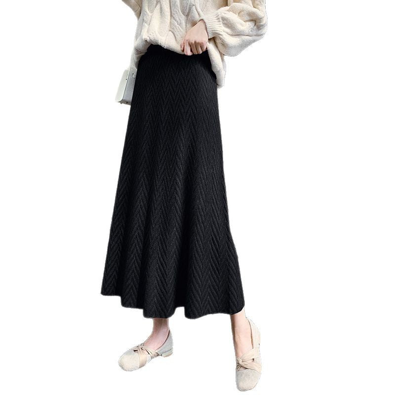 Damen Eleganter Strickrock mit strukturiertem Zopfmuster Drune