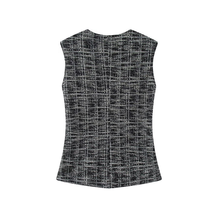Damen elegante Karohose mit schmalem Schnitt und dekorativen Knöpfen Drune