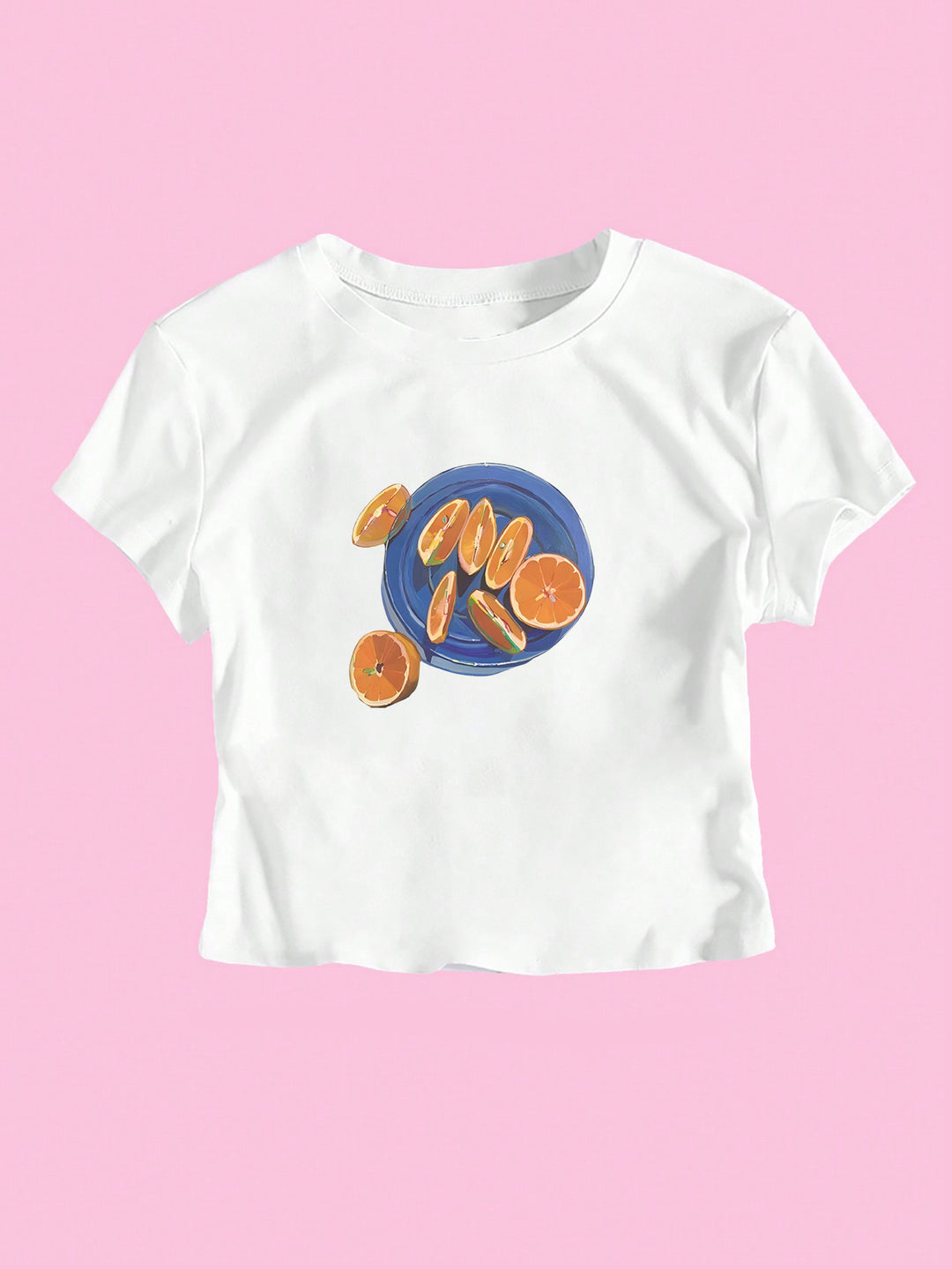 Damen Crop-T-Shirt mit fruchtigem Design und lässigem Schnitt Drune