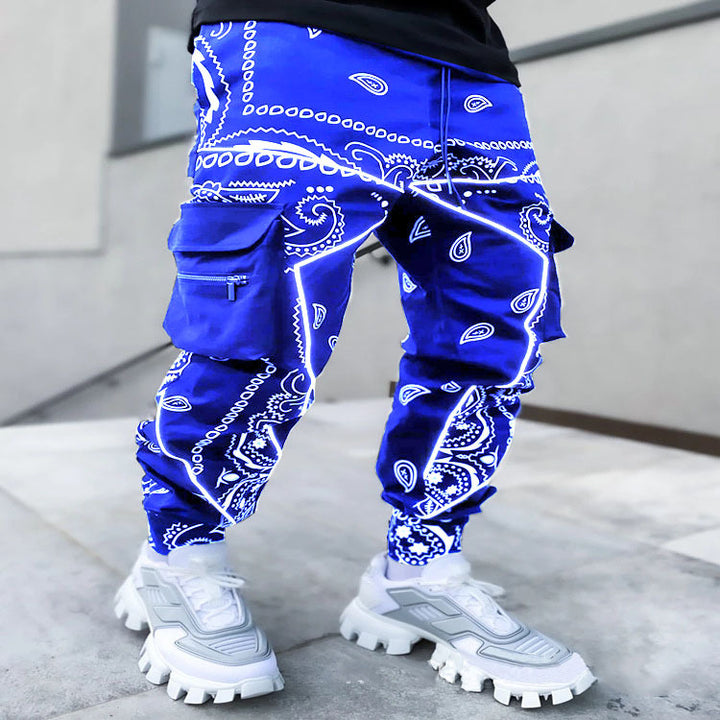 Herren Cargo-Jogginghose mit Bandana-Print, Kordelzug & Mehrfachtaschen Drune