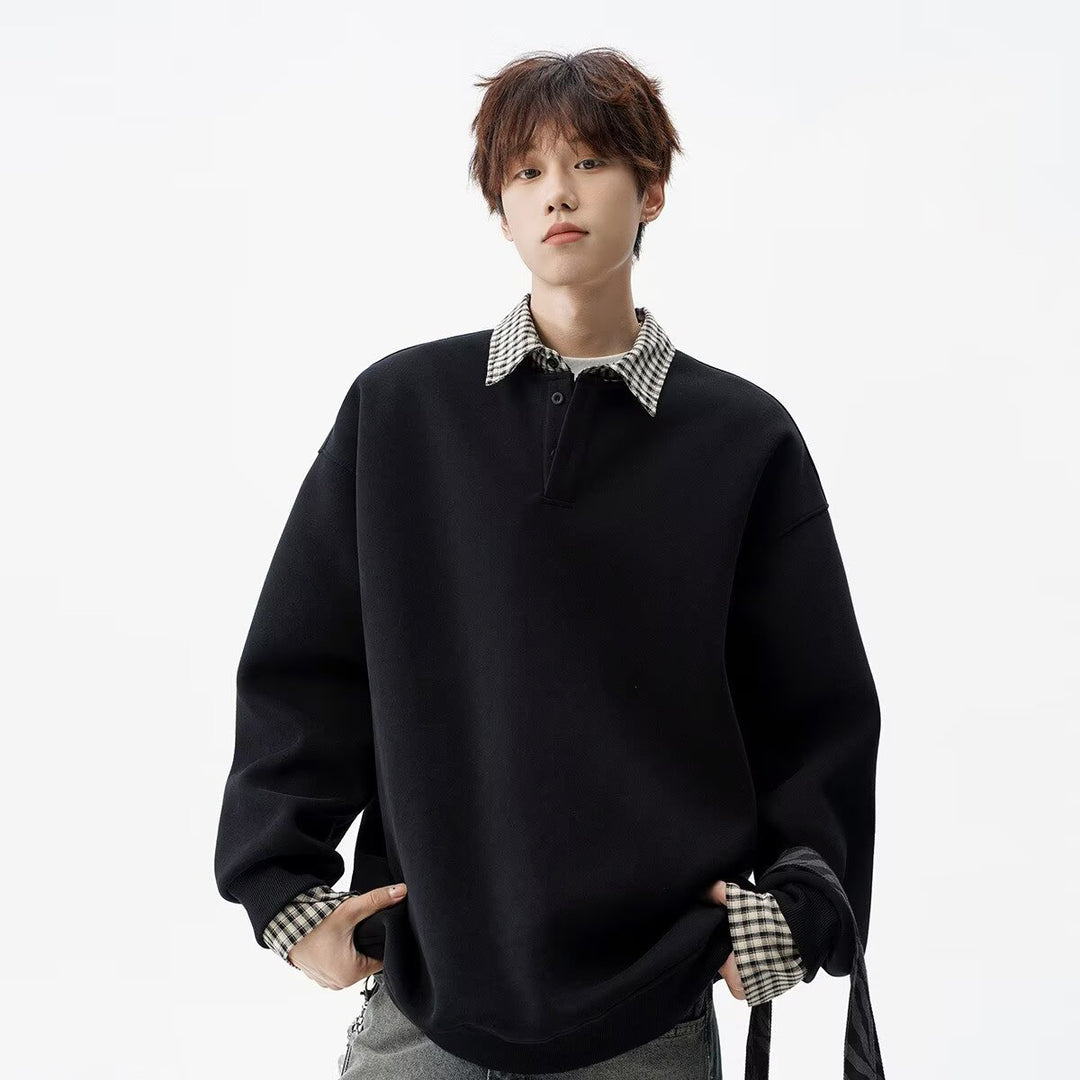 Herren Oversized Sweatshirt mit Kragen Drune