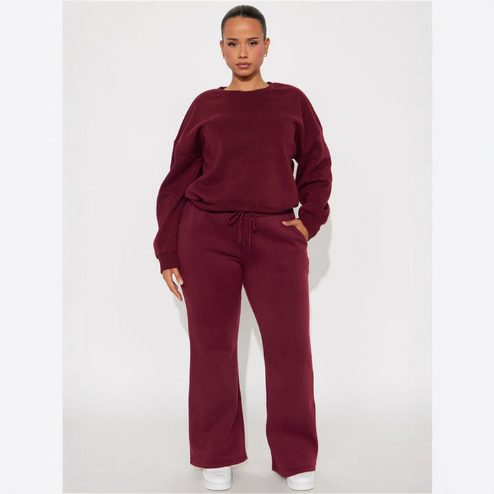 Damen cropped Sweatshirt mit überschnittenen Schultern und breitem Saum Drune