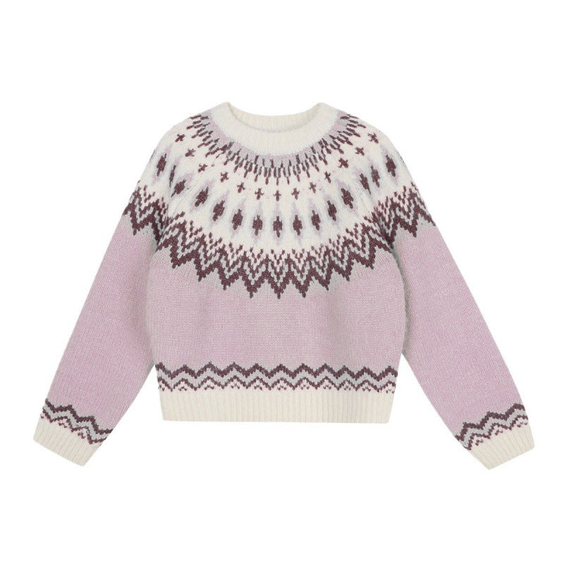 Damen Grobstrickpullover mit traditionellem Muster und weichem Material Drune