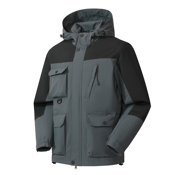 Herren Technische Utility-Fieldjacke mit Kapuze, Mehrfachtaschen und windabweisender Shell Drune