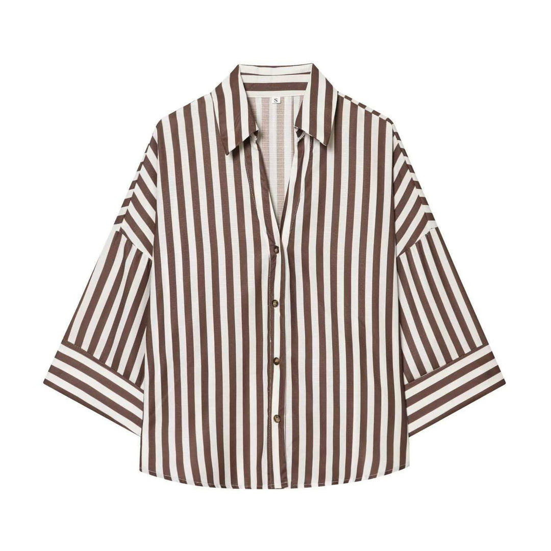 Damen Modernes gestreiftes Blusenshirt mit oversized Schnitt Drune