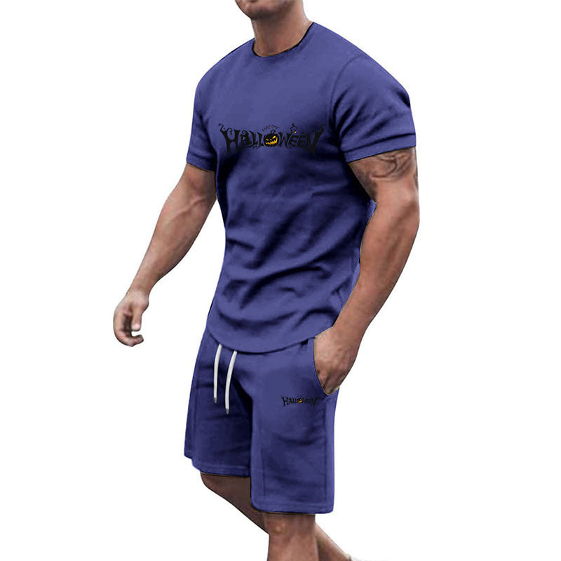 Herren lässiges Halloween-Set mit T-Shirt und Shorts Drune