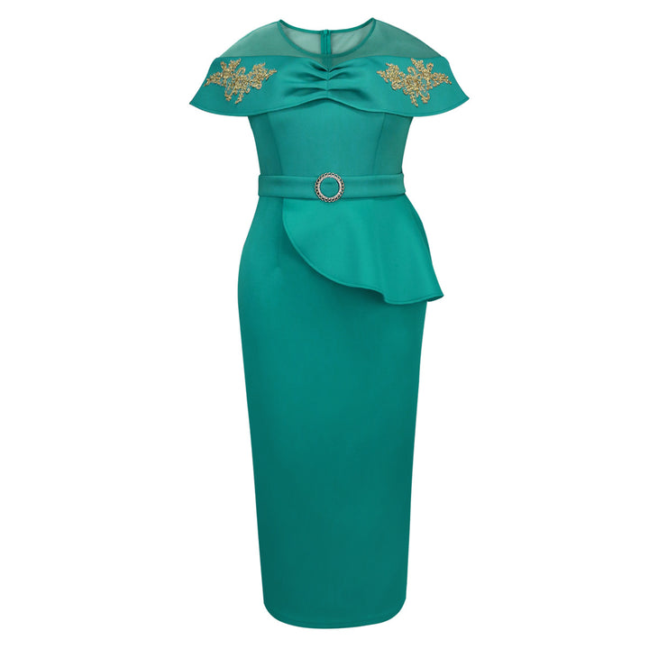 Damen elegantes Wickelkleid mit Schnitt- und Rüschenakzenten Drune