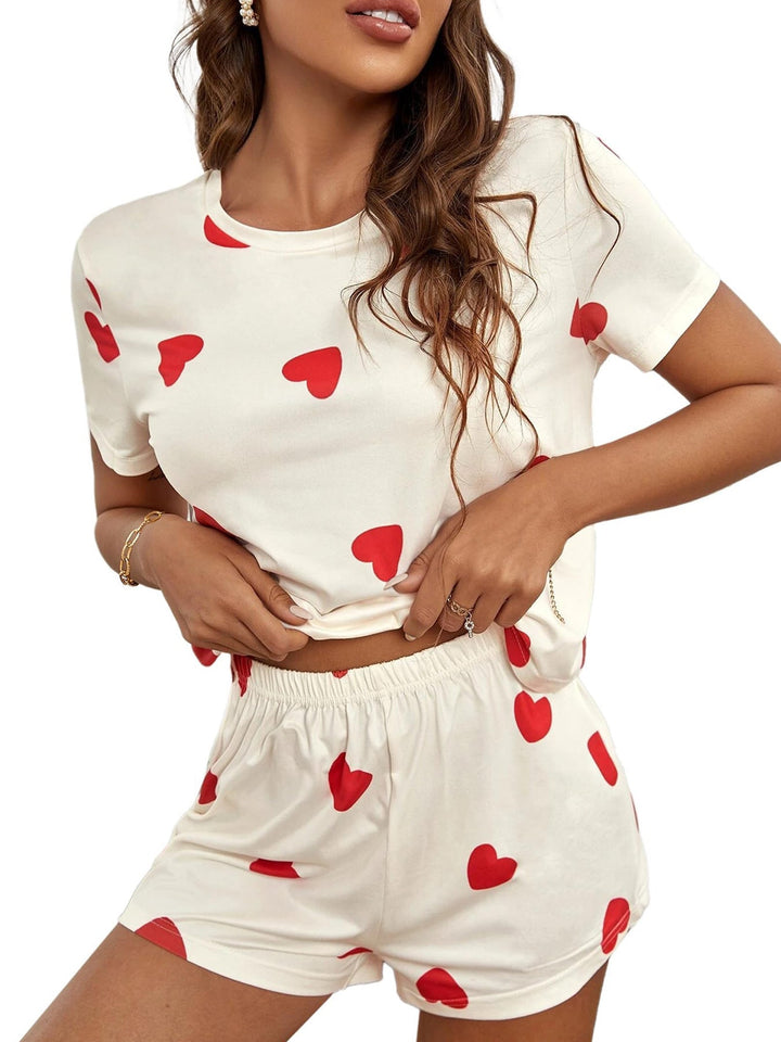 Damen Herzdruck Lounge-Set Drune