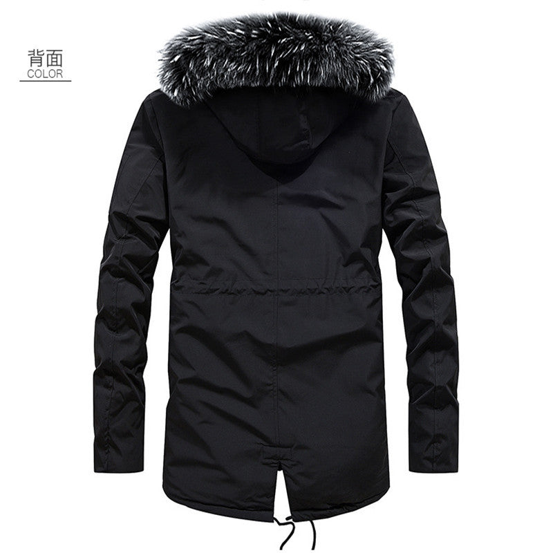 Herren Urbaner Thermo-Parka mit Kunstfellkapuze, Multifunktionstaschen und Taillenregulierung Drune