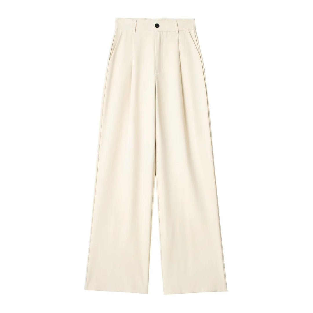 Damen Weite Highwaist-Bundfaltenhose mit Bügelfalte und seitlichen Eingrifftaschen Drune