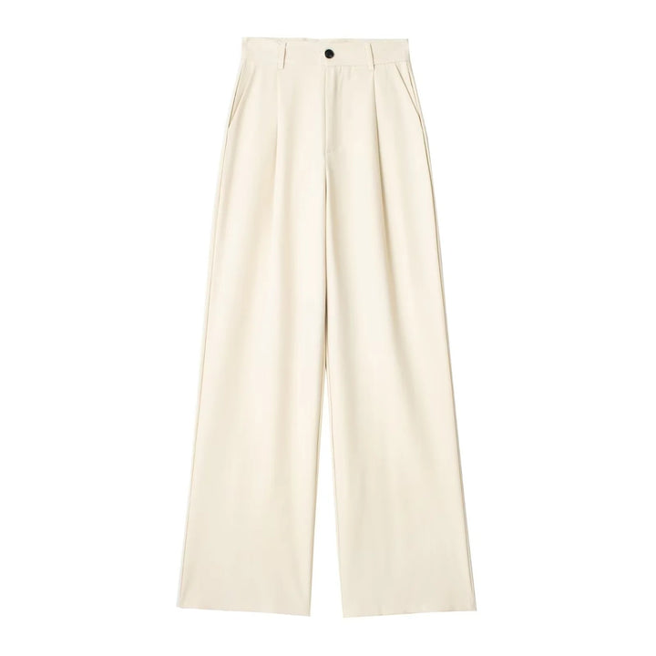 Damen Weite Highwaist-Bundfaltenhose mit Bügelfalte und seitlichen Eingrifftaschen Drune