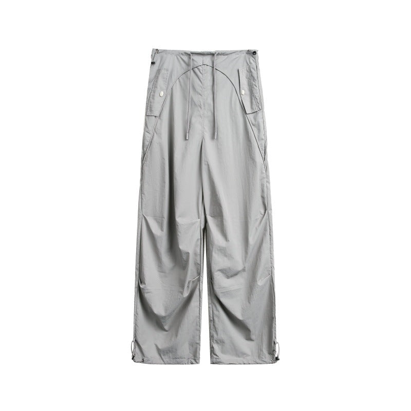 Damen weite Cargo-Hose mit Kordelzugbund und verstellbaren Saum Drune