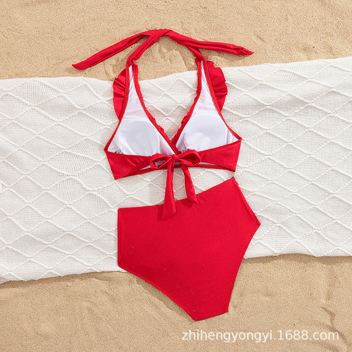 Damen Hoch-waisted Bikini mit voluminösem Rüschendesign Drune