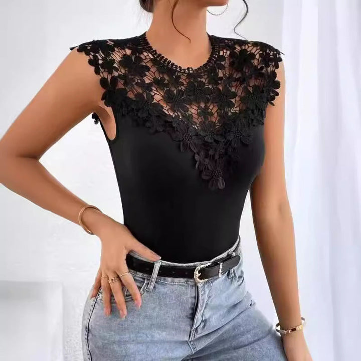 Elegantes Damen-Spitzenhemd mit Drune-Applikation