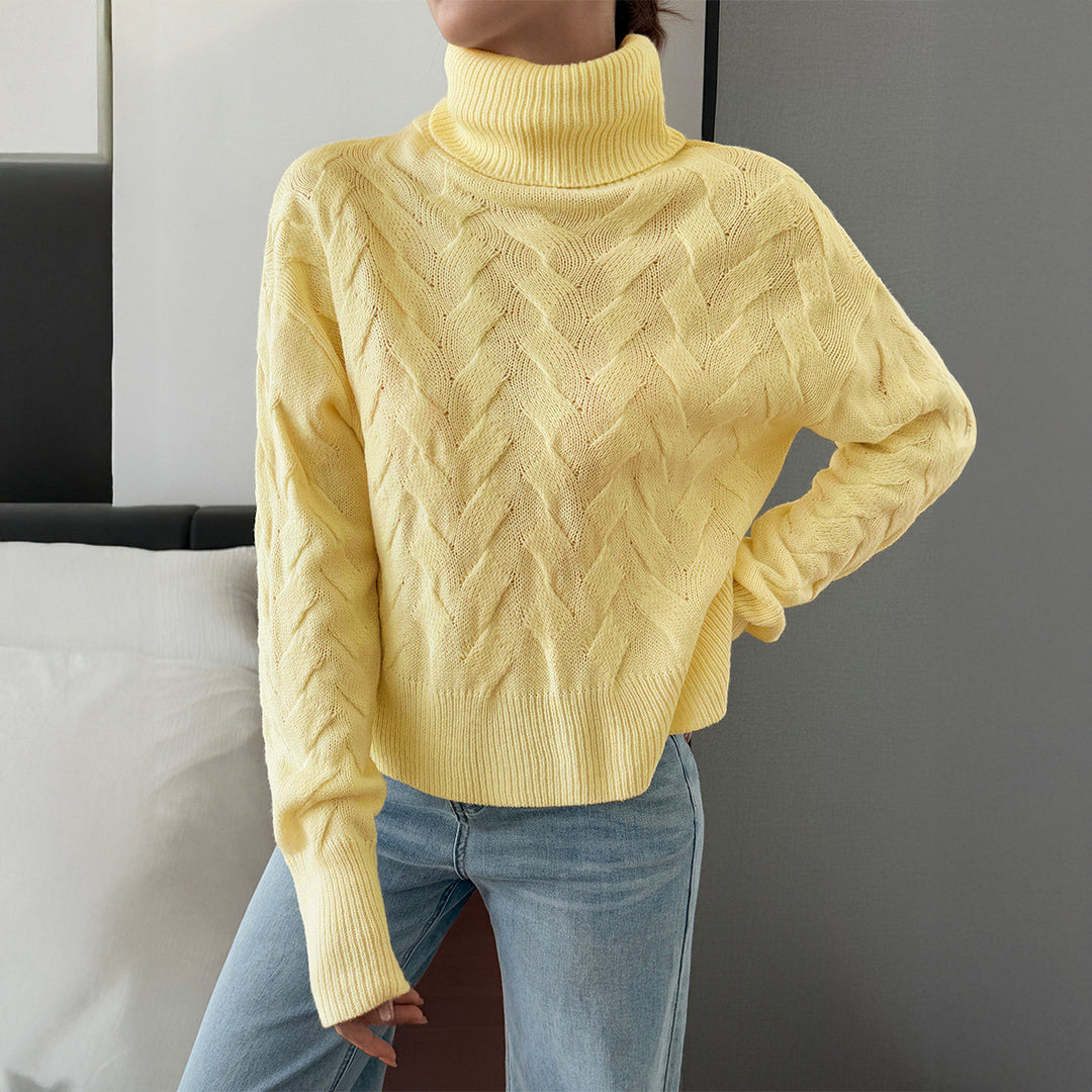 Damen nan grobstrick Rollkragenpullover mit Zopfstruktur, oversized Schnitt und längeren Ärmeln Drune