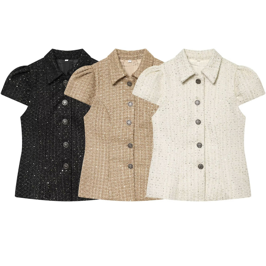 Damen modische Bluse im Tweed-Stil Drune