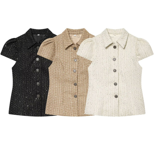 Damen modische Bluse im Tweed-Stil Drune