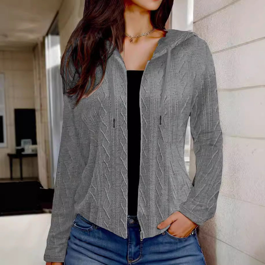 Damen leichte Kapuzenjacke im Strickdesign Drune