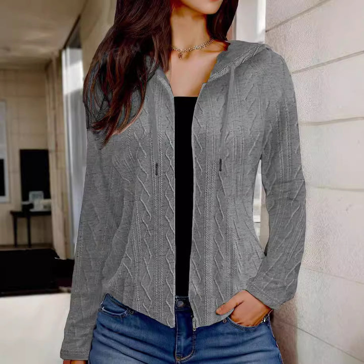 Damen leichte Kapuzenjacke im Strickdesign Drune