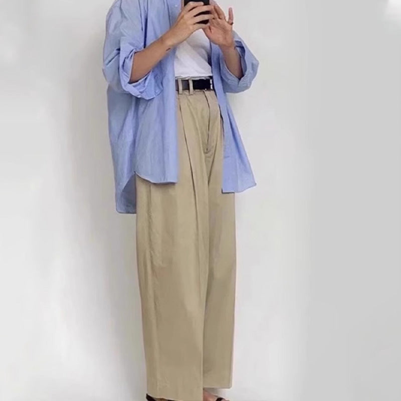 Damen Hoch geschnittene, weit geschnittene Stoffhose Drune