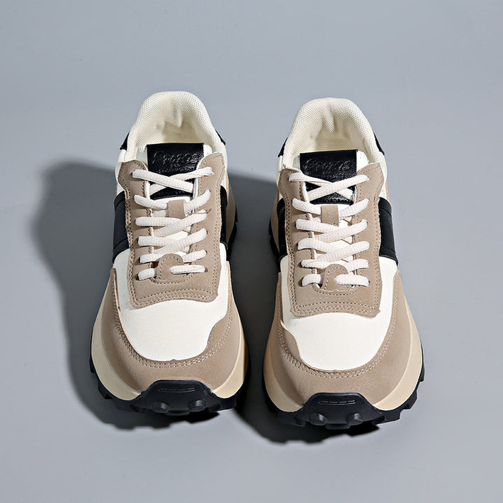 Damen Plateau-Casual-Sneaker mit profiliertem Gum-Profil und Velours-Overlays Drune