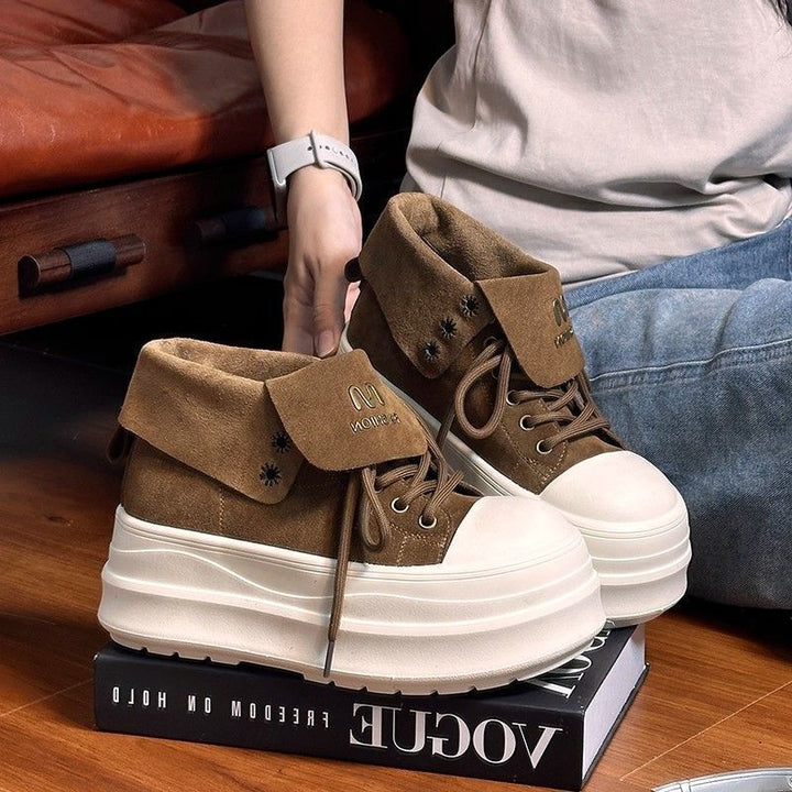 Damen Plateau-Sneaker mit modischem Falten-Design und bequemer Dämpfung Drune