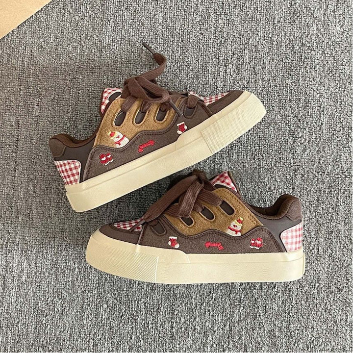 Damen Trendige Freizeitsneaker mit gemütlichem Innenfutter und einzigartigem Karomuster Drune