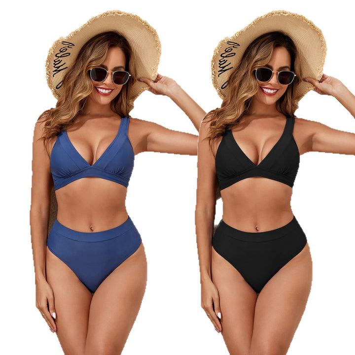 Damen Triangel-Bikini-Set mit gepolstertem Oberteil und hohen Hosen Drune