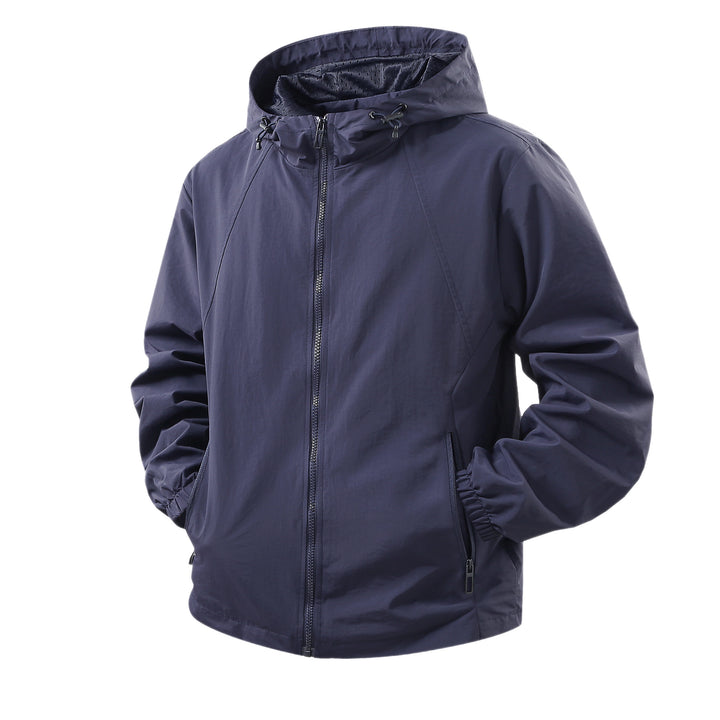 Herren Leichte atmungsaktive Kapuzen-Windjacke mit Mesh-Innenfutter und Reißverschlusstaschen Drune