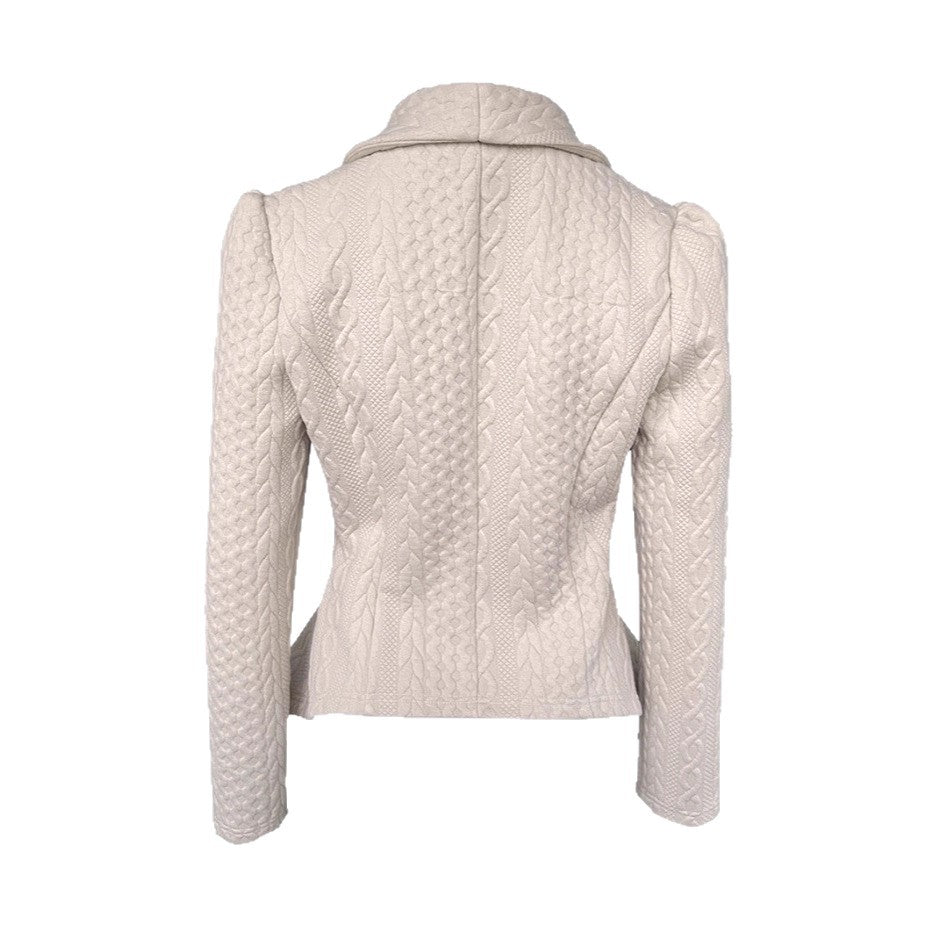 Damen Taillierter Strickblazer mit Schalkragen und Zopfstrickstruktur Drune