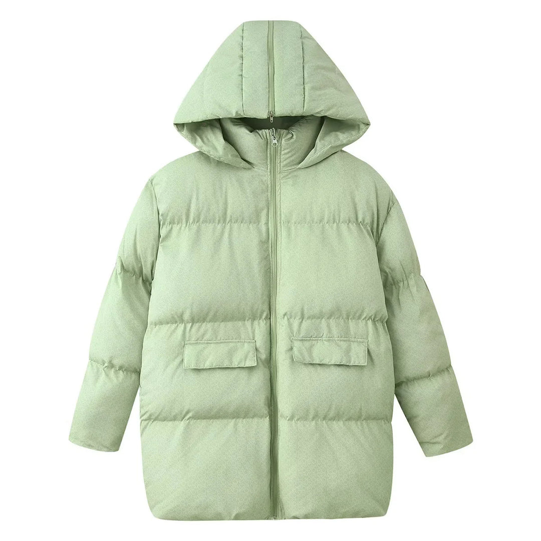 Damen nan gefütterter Oversize Steppmantel mit Kapuze, Thermowattierung und Pattentaschen Drune