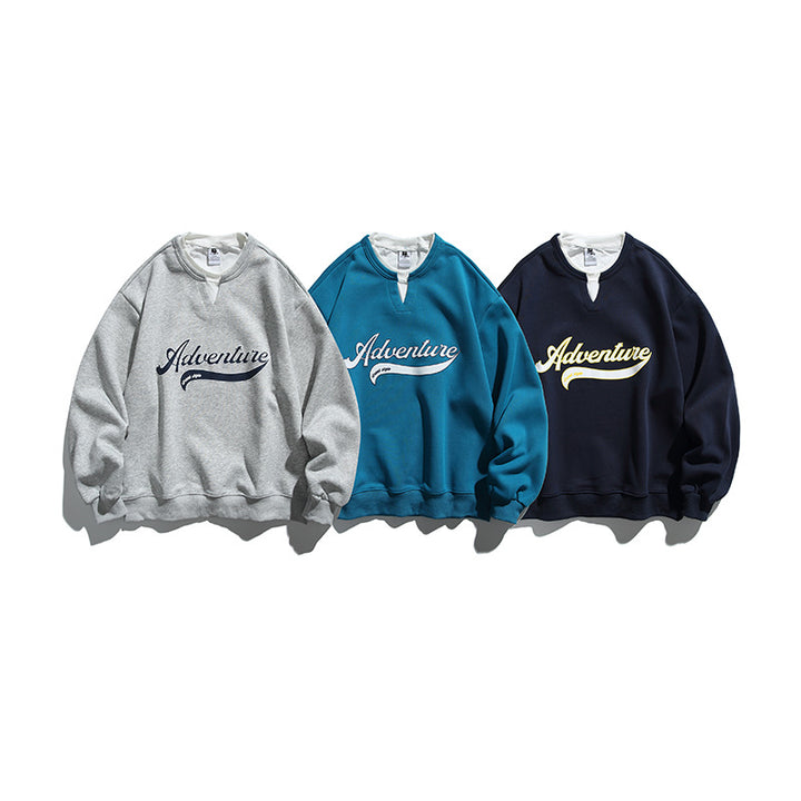 Unisex Oversize-Sweatshirt mit Lagenkragen, weichem Fleece und Statement-Print Drune