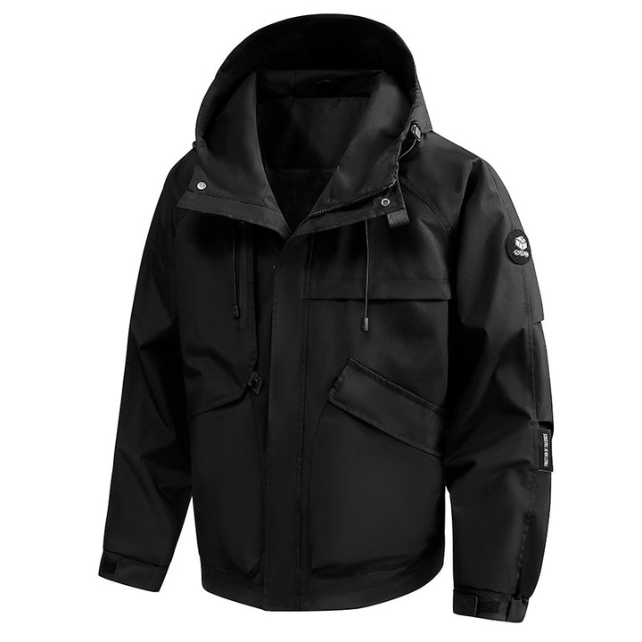 Herren Wasserabweisende Utility-Outdoorjacke mit Kapuze, Mehrfachtaschen & verstellbaren Manschetten Drune
