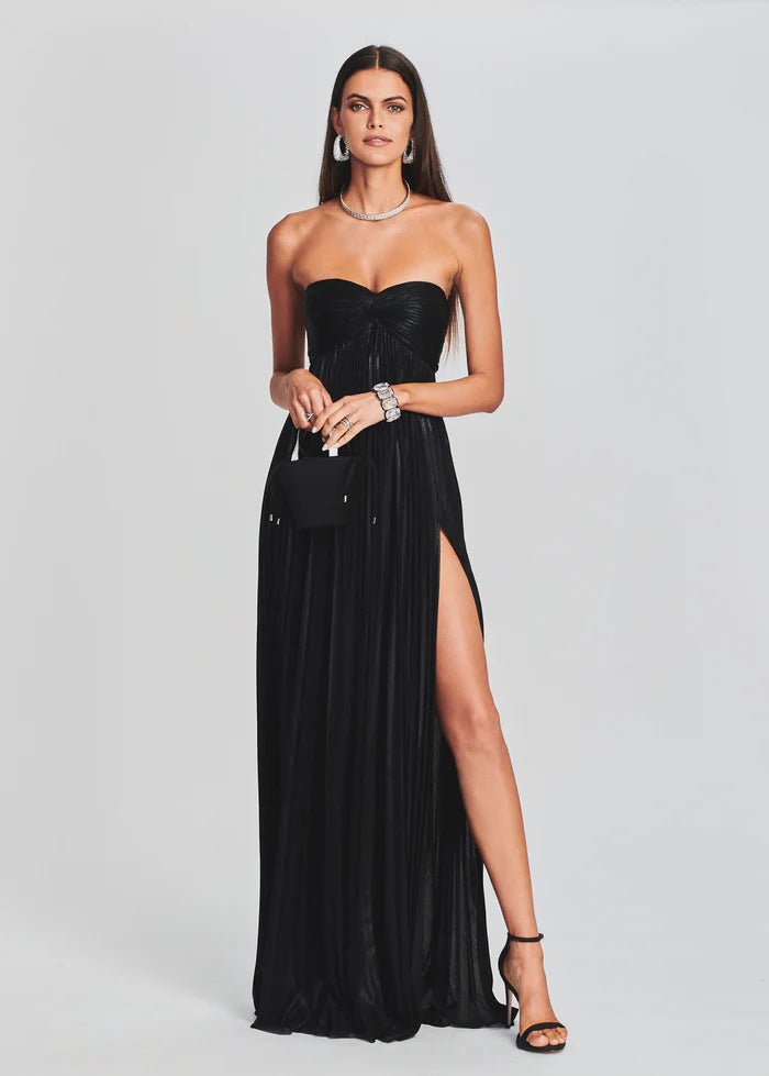 Damen Abendkleid mit schulterfreiem Design und elegantem Schlitz Drune