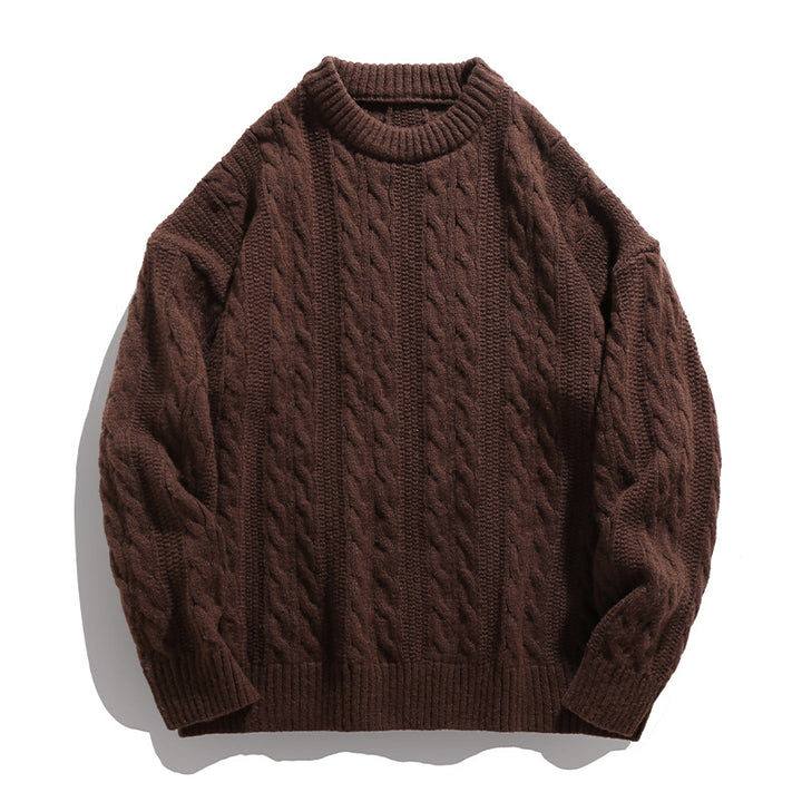Unisex Zopfstrick-Oversize-Pullover mit grobem Rippenbund und kastigem Schnitt Drune