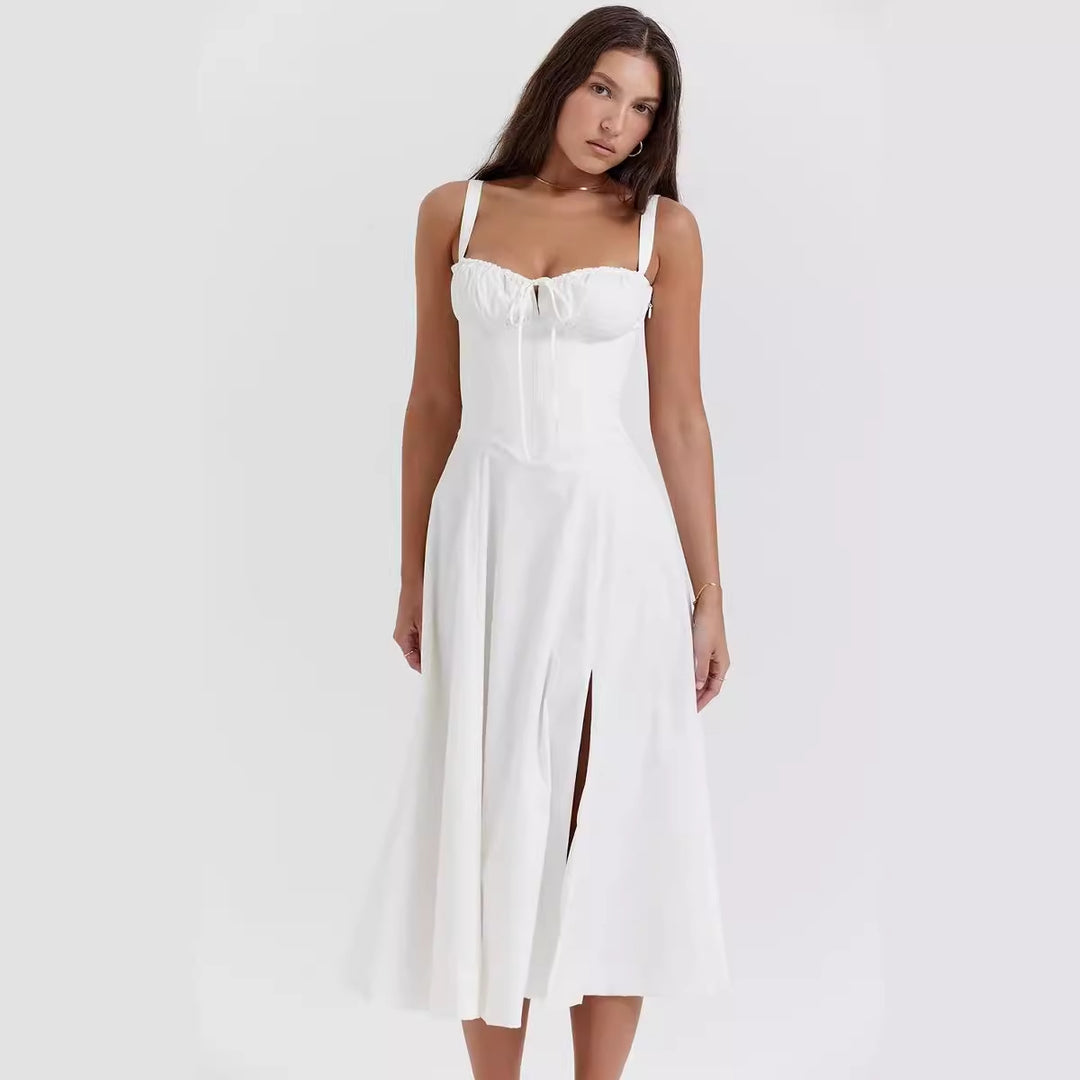 Damen Maxikleid mit gerafftem Oberteil Drune