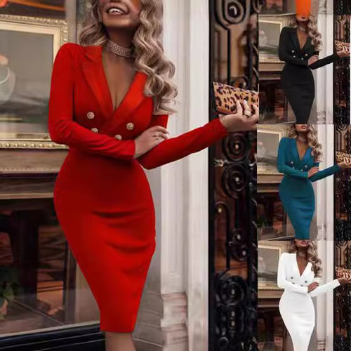 Damen Schickes Blazer-Kleid mit doppelter Knopfleiste und eleganter Tailierung Drune