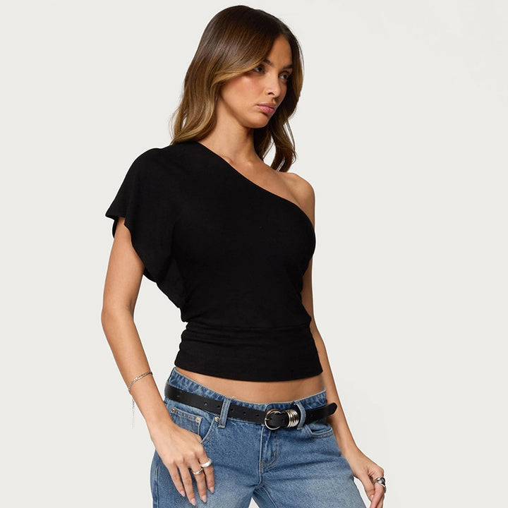 Damen asymmetrisches Trägershirt mit Sportstreifen Drune
