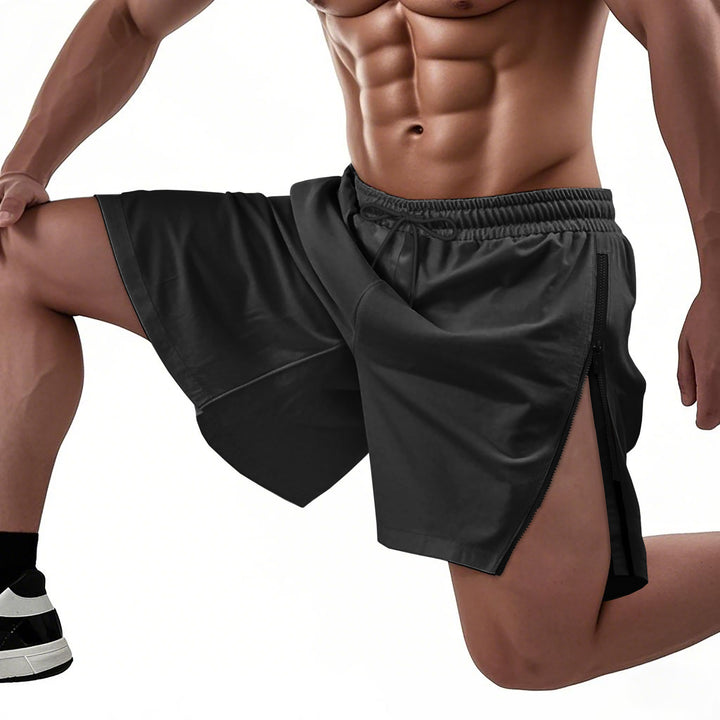 Herren Sportliche Funktionsshorts mit seitlichem Reißverschluss und elastischem Bund Drune