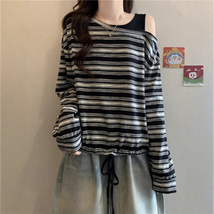 Damen Casual Langarmshirt mit off-Shoulder Design Drune