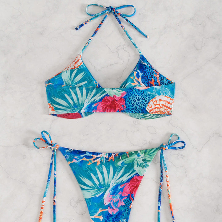 Damen Bikini-Set mit floralem Mustermix und regulierbaren Bändern Drune