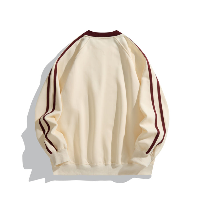 Unisex Oversize Rundhals-Sweatshirt mit Kontraststreifen und großem Logoprint Drune