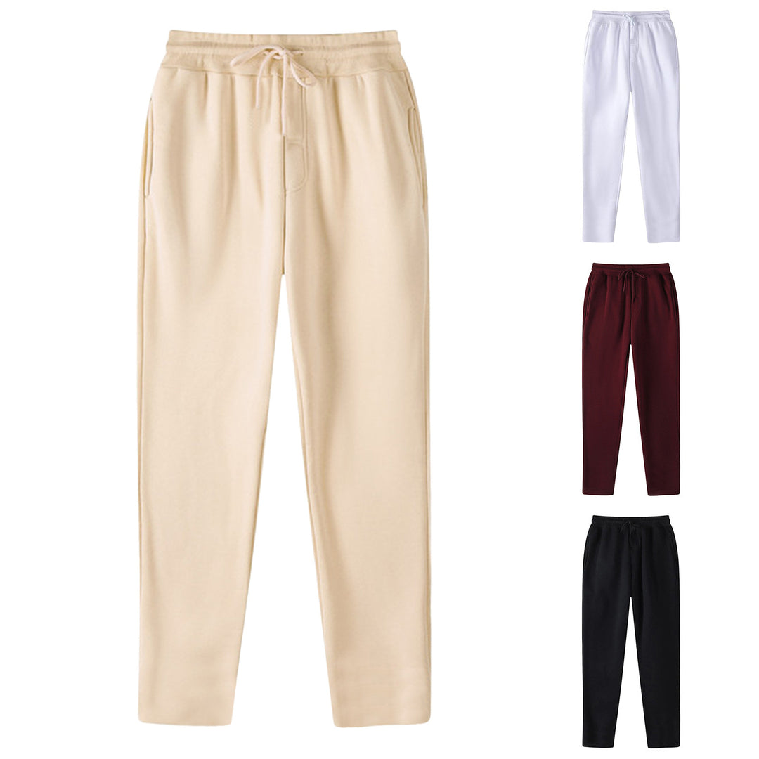 Herren nan geradlinige Sweatpants aus melierter Baumwollmischung mit elastischem Bund Kordelzug und Seitentaschen Drune