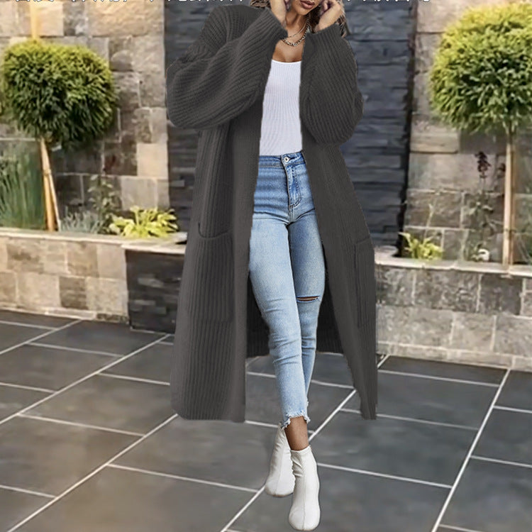 Damen Eleganter und bequemer Strickmantel mit tiefen Taschen Drune
