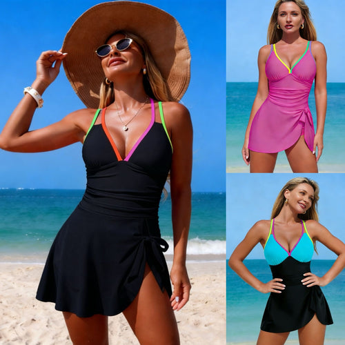 Damen Tankini mit modischem Wickelrock und bunten Akzenten Drune