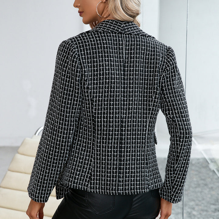 Damen strukturierte Blazerjacke im eleganten Karomuster Drune