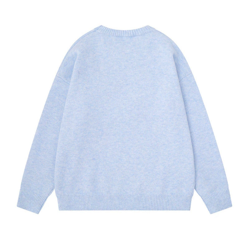 Damen Kuscheliger Strickpullover mit Eisbär-Applikation und eingearbeitetem Streifenschal Drune