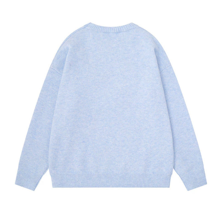 Damen Kuscheliger Strickpullover mit Eisbär-Applikation und eingearbeitetem Streifenschal Drune