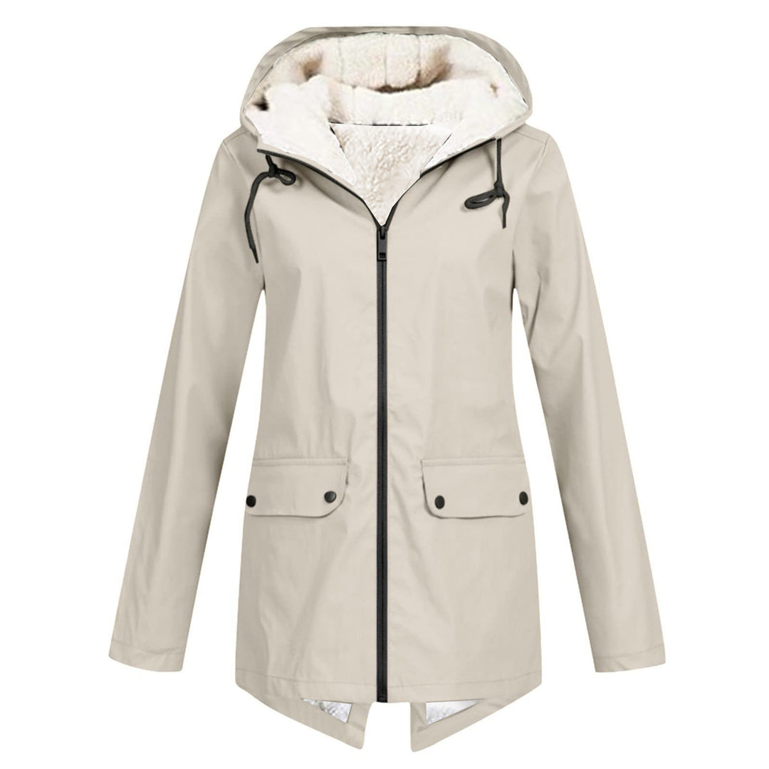 Damen Wasserabweisende Übergangsjacke mit warmem Fleece-Futter und verstellbarem Kapuzenkragen Drune